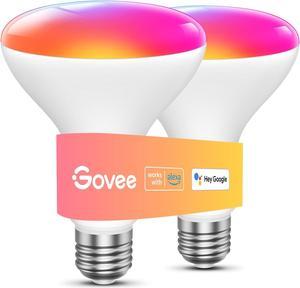 Govee Smart Light Bulbs 1200 Lumens Dimmable BR30 Bulbs RGBWW Color Changing Light Bulbs WiFi  Bluetooth LED Bulbs 16 Million Colors Music Sync Compatible with Alexa Google Assistant 2 Pack