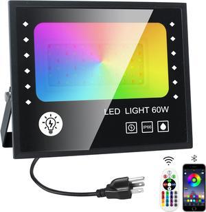 LED Flood Light Outdoor 600W Equivalent, ELEGANTED RGB Color Changing Floodlight with Remote, 16 Million Colors, Timing Music Sync, IP66 Waterproof Led Outdoor Lights for Garden Landscape