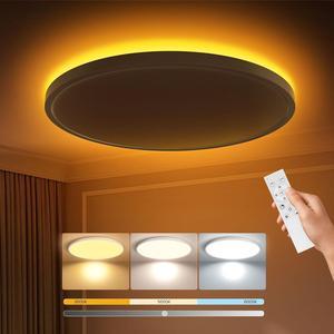 Aphyni Flush Mount Ceiling Light with Remote Control,12in 3CCT [2700K-6000K] Dimmable,Round Ultra-Thin Plafonnier with Smart App Control,24W 2400LM Luminaire for Bedroom/Living Room/Bathroom/Kitchen