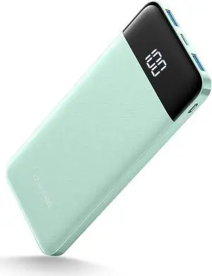 Portable Charger, USB C Power Bank, 3A Fast Charging 10000mAh LED Display Battery Pack, Charmast Slim Portable Phone Battery Charger for iPhone 13 12 11 X 8 7 S21 S20 Google LG OnePlus iPad-Qing