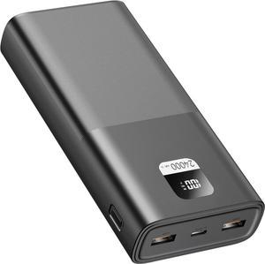 Power Bank 65W, 24000mAh USB C Fast Charging Laptop Portable Charger, 3-Output Battery Bank, LED Display External Battery Pack for MacBook iPad iPhone 15/14/13 Tablet Steam Deck Dell Samsung Google