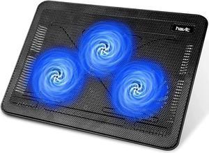 havit HV-F2056 15.6"-17" Laptop Cooler Cooling Pad - Slim Portable USB Powered (3 Fans), Black/Blue