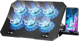 AICHESON Laptop Cooling Pad for 12-15.6 inch, 6 Cooler Fans with Blue Lights, 2 USB Ports