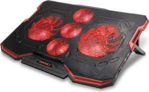 ENHANCE Cryogen Gaming Laptop Cooling Pad - Fits 17 in Laptop Computers- Adjustable Laptop Cooling Stand with 5 Quiet Cooler Fans, 2 USB Ports and LED Lighting - Slim Portable Design 2500 RPM (Red)