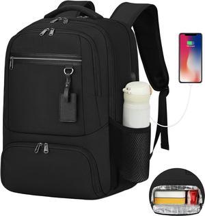 NEWHEY Lunch Backpack Cooler for Men Women Travel Backpack Carry On Flight Approved 17.3 Inch Waterproof Laptop Backpack with USB Charging Port Insulated Backpack for School Anti Theft Backpacks Black