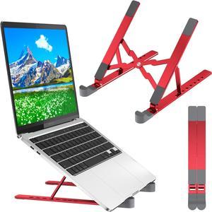 Adjustable Laptop Stand, Portable Folding Laptop Riser, 7-Levels Ventilated Aluminum Laptop Holder for Desk, Ergonomic Universal Computer Stand, Compatible with 9-17" Laptop, Red