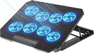 LIENS Laptop Cooling Pad with Adjustable Height 8 Fan 2 USB Ports Suitable for 12"-15.6" Laptops(Black)