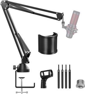 TONOR Microphone Boom Arm, Adjustable Microfono Stand Mic Arm with Extra-large Pop Filter for HyperX Quadcast Blue Yeti Shure SM7B Rode Razer Seiren Mini SoloCast Elgato Wave, Recording Equipment T10