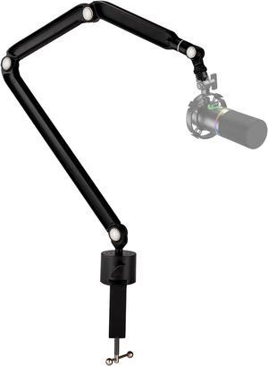 Facmogu Black Overhead Mic Boom Arm Stand, 360° Rotatable Freely Adjustable Microphone Scissor Arm Stand with Metal Clamp, Mic Boom Arm with Desk Mount for Podcast, Video Gaming, Radio, Studio