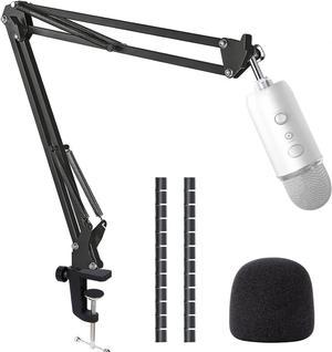 Blue Yeti Boom Arm Mic Stand with Pop Filter, Compatible with Blue Yeti, Blue Yeti Pro USB Microphone with Cable Sleeve by SUNMON