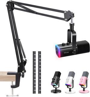 SUNMON Mic Arm for Fifine AM8, Adjustable Fifine AM8 Boom Arm Mic Stand with 2 Cable Sleeve, 3/8" to 5/8" Screw Adapter Compatible for Fifine K658, Fifine A6V