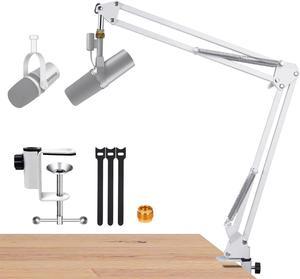 For Shure Sm7b mv88+ and Mv7 White Boom Arm, Mic Desk White Stand Compatible with Shure Sm7b and Shure mv7 Microphone, Shure Sm7b and Shure Mv7 White Mic Arm Perfect for Podcasts, Gaming