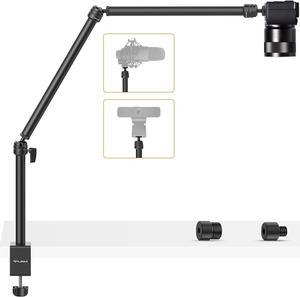 VIJIM LS08 Overhead Camera Desk Mount Stand, Flexible Webcam Stand Microphone Boom Arm, 360° Rotation Tabletop Aluminum C-Clamp Stand, Standard ¼   Screw for DSLR Camera, Microphone & Webcam