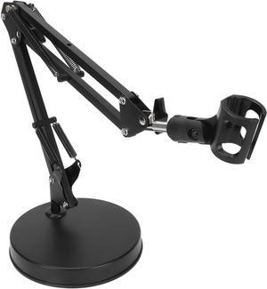 Desktop Microphone Stand, Adjustable Microphone Tripod Stand with Boom Arm, Shock Mount Mic Arm Stand, 1/4 Screw Hole, for Recording Livestreaming Gaming