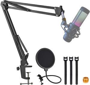 Compatible with HyperX Quadcast S Mic Boom Arm, Quadcast Microphone Adjustable Stand with Pop Filter,3 Layers Windscreen to Improve Sound Quality By YUZUHOME