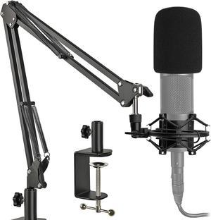 Audio Technica Mic Stand Suspension Scissor Boom Arm with Shock Mount, Pop Filter, Upgraded Heavy Duty Clamp for AT2020 AT2020USB+ AT2035 Condenser Studio Microphone