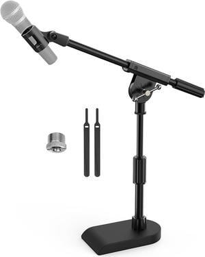 TONOR Adjustable Desktop Mic Stand for Blue Yeti, Weighted Base with Twist Clutch, Boom Arm with 3/8'' and 5/8'' adapter for Blue Snowball and All Microphones, Suitable for Recording, Podcast, Guitar