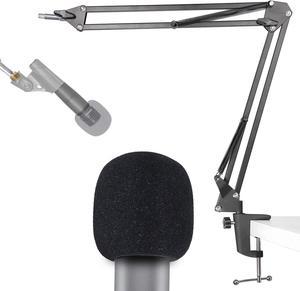 YOUSHARES Mic Stand with Foam Windscreen - Microphone Boom Arm Stand with Pop Filter compatibale with SM58S SM58-LC Dynamic Vocal Microphone