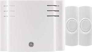 GE Wireless Doorbell Kit, 8 Melodies, 2 Push Buttons, 4 Volume Levels, 150 Ft. Range, Mountable, White, Battery-Operated Receiver, 19297