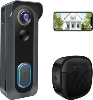 KAMEP Wireless Video Doorbell Camera with Chime,Battery Powered WiFi Smart Doorbell Camera Voice Changer, PIR Motion Detection, Two-Way Audio,SD Card & Cloud Storage, Works with Alexa,Google Home