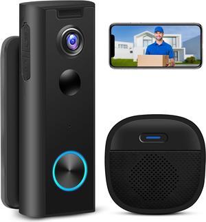 KAMEP Wireless Video Doorbell Camera with Chime,Battery Powered WiFi Smart Door Bell Camera Voice Changer, PIR Motion Detection, Night Vision, SD Card &Cloud Storage, Works with Alexa,Google Home