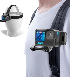 KDD Head & Backpack Strap Mount, 2 in 1 Adjustable Head Strap Mount, with 360° Rotation Camera Shoulder Mount Compatible with GoPro Hero 11/10/9/8/7/6/5, Fusion, Max, DJI OSMO and Most Action Cameras