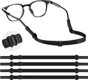 MoKo Adjustable Glasses Straps - 4 Pcs No Tails Glasses Straps Holder, Adjustable Eyeglasses Strap Lanyards for Men Women Glasses Straps, Anti-slip Sunglasses Strap, Black