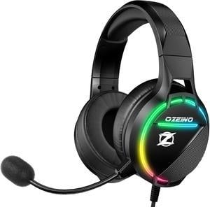 Gaming headsets for PS5 with Noise Cancelling Microphone, Gaming Headphones with 3.5mm Jack with 50mm Drivers, RGB Light and 3D Surround bass, for PS4 PS5 Xbox PC Switch