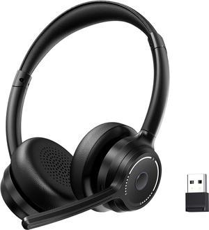 Gixxted Bluetooth Headset, Wireless Headset with ENC Microphone for PC, On Ear Headphones with USB Dongle and Mute Mic for Computer, Office Headset for Remote Work, Skype, Zoom, Teams, Call Center