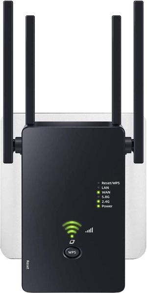 WiFi Extender Booster, 1200Mbps WiFi Booster, 4 Antennas WiFi Extender 5GHz & 2.4GHz Dual Band WiFi Repeater for Home, Ethernet Port Works with Any Wi-Fi Router, Easy Setup