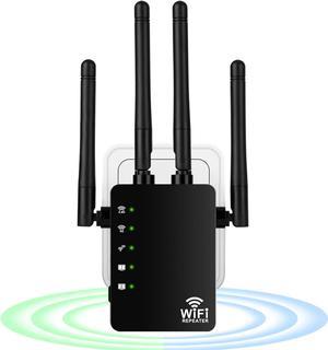 1200Mbps WiFi Extender Internet Booster, Dual Band WiFi Repeater 2.4GHz 300Mbps&5GHz 867Mbps, Mini WiFi Range Extender with Fast Ethernet Ports,Compatible with All Routers