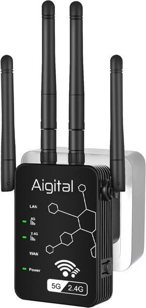 AC1200 WiFi Extender Booster, Covers up to 2,640 Sq.ft and 35 Devices, Up to 1200Mbps, Dual Band Wireless Repeater Internet Signal Booster for Home/Office with 2 Fast Ethernet Ports -802.11AC/B/G/N