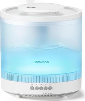 Homvana Humidifiers for Bedroom 1.8 L Top-Fill Cool Mist Humidifier for Baby Nursery Plants Kids Home, 3-in-1 Diffuser with Night Light, Auto Mode, Esserntial Oil, BPA Free, 30H Working Time