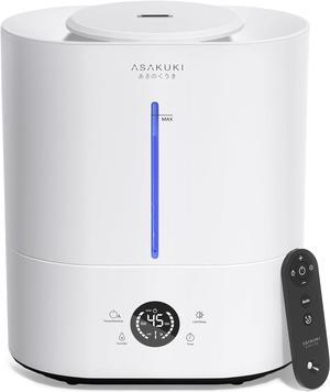 ASAKUKI Humidifiers for Bedroom Large Room, 4L Adjustable Humidity Control Top-Fill Cool Mist Air Humidifier with Remote, 40H Runtime, Aroma Diffuser, Night Light, Auto Shut-Off for Baby Nursery Plant