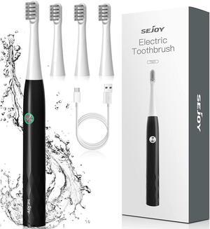 Electric Toothbrush Rechargeable Power Toothrush Sets with 4 Brush Heads 3 Modes