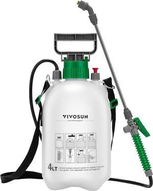 VIVOSUN 1 Gallon Pump Pressure Sprayer, 4L Pressurized Lawn & Garden Water Spray Bottle with 3 Water Nozzles, Adjustable Shoulder Strap, Pressure Relief Valve, for Plants and Cleaning