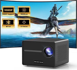 HAPPRUN Projector, [Electric Focus] Mini Projector, 1080P Support Portable Bluetooth Projector with Speaker, 200" Support Outdoor Movie Projector Compatible with Smartphone/HDMI/USB/AV/Fire Stick/PS5