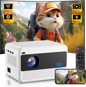 [Electric Focus] Projector with WiFi & Bluetooth, Native 1080P Mini Projector 16000 Lumens Home Theater Movie Portable Projector, 50% Zoom, Compatible with iOS/Android/TV Stick/HD/USB Indoor & Outdoor