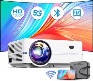 ROVOMKO Bluetooth Projector, Projector 4K Support, 18000Lumens 5G WiFi Native 1080P Projector, 600ANSI Two-Way Bluetooth 5.1 Mini Projector with Max 350" Display Home Projector for Phone/PC/Firestick