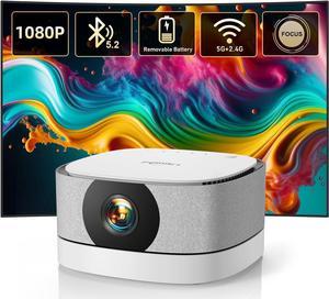 [Battery Powered] Mini Projector AN1, Projector with WiFi and Bluetooth, Lisowod 1080P Portable Projector, Touch Control, Outdoor Camping Projector, Home Theater Projecteur, 2024 Latest Home Theater