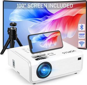 VOPLLS Projector, 5G WiFi Bluetooth Outdoor Projector 4K Support, 500ANSI Native 1080P Projector, ±50°/6P/4D Keystone, 50% Zoom, Compatible with TV Box/USB/PC/iOS/Android Phone