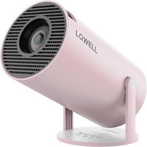 LQWELL® Projector, Mini Projector, Supports WiFi 6, BT5.0 with 11.0 Android OS, Auto Keystone Correction, 180° Angle, 130 Inch Display for Phone/PC/Lap/PS5/Xbox/Stick, 4K Home Cinema Projector, Pink