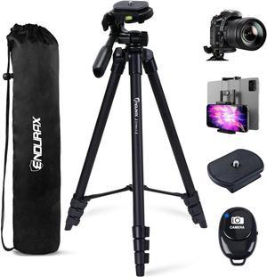 Endurax 60 Inch Camera Tripod with Remote Shutter & Phone/Tablet Holder, Compatible with Canon Nikon DSLR, Perfect for Beginners