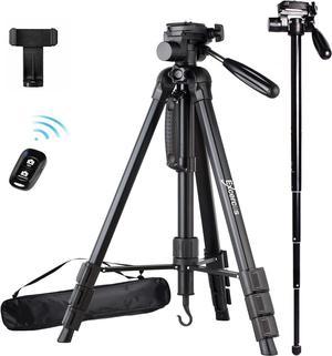 EXCERCUS Tripod 70" Tripod for Camera Cell Phone Video Photography, Professional Travel DSLR Tripods Compatible withCanon Nikon Sony DV Video DSLR Travel Portable Tripod