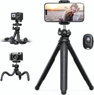 Lamicall Phone Tripod, Flexible Camera Tripod - [3 in 1 Integrated] Tripod for iPhone with Wireless Remote, 360° Rotating Portable Travel iPhone Tripod Stand Mount for Cellphone, GoPro, Digital Camera