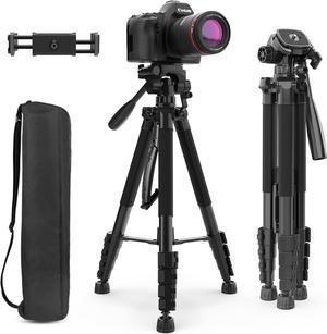 Aureday 74 Camera Tripod with Travel Bag,Cell Phone Tripod with Wireless Remote and Phone Holder, Compatible with DSLR Cameras,Cell Phones,Projector,Webcam,Spotting Scopes