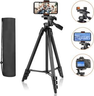 Intexca 55-Inch Lightweight Aluminum Tripod for Travel/Camera/Smartphone with Carry Bag, 6.6LB Maximum Load Capacity