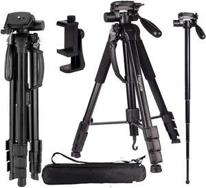 Regetek 73" Camera Tripod Travel Monopod (Aluminum Professional Video Camera Mount) Adjustable Stand with Flexible Head for Canon Nikon DV DSLR Camcorder Webcam cam& Carry Bag & Cellphone Mount