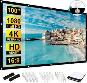 Frocopo 100 inch Projection Screens, Double Sided Washable Outdoor Projection Screen, 16:9 Foldable Anti-Crease Portable Projector Movies Screens for Camping Party, Home Theater, Office