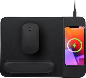 15W Wireless Charging Mouse Pad with Wrist Support, Fast Qi Wireless Charger Mouse Mat for iPhone 14/13/12/12 Pro/11/11Pro/XR/Xs/X/8, Samsung Galaxy S10/S9/S8 Plus Note 9/8 Multiple Devices